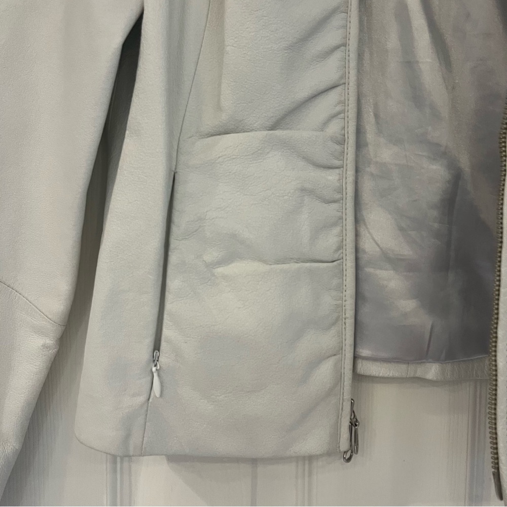 Wilson Leather Off White Leather Jacket Zip Front  Sz S - Picture 5 of 9
